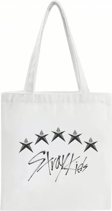 Kpop Idol Group Stray Kids 5-STAR Non-woven Canvas bags Wit met ster [Schoudertas]