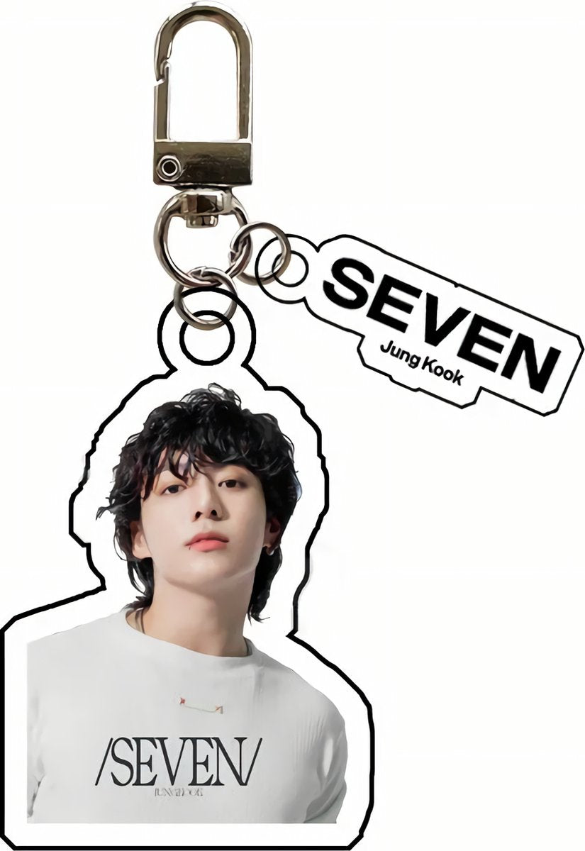 Kpop BTS BB JUNG KOOK SEVEN Plastic Acrylic Keychain